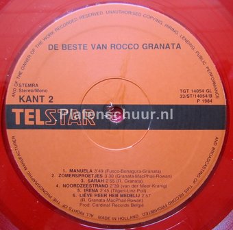 Rocco Granata - De Beste Van Rocco Granata&nbsp; (LP&nbsp; Rood Vinyl)