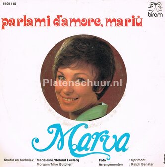 Marva - Rode rozen in de sneeuw / Parlami D&#039;Amore, Mariu