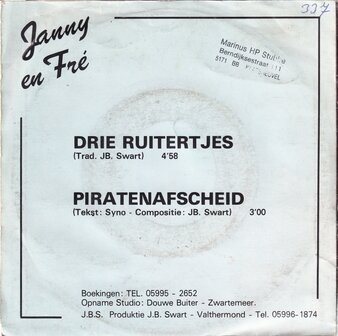 Janny en Fr&eacute; - Drie Ruitertjes / Piratenafscheid