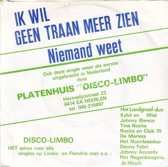 Rosita + Club '68 - Ik wil geen traan meer zien / Niemand weet
