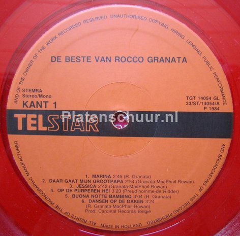 Rocco Granata - De Beste Van Rocco Granata  (LP  Rood Vinyl)