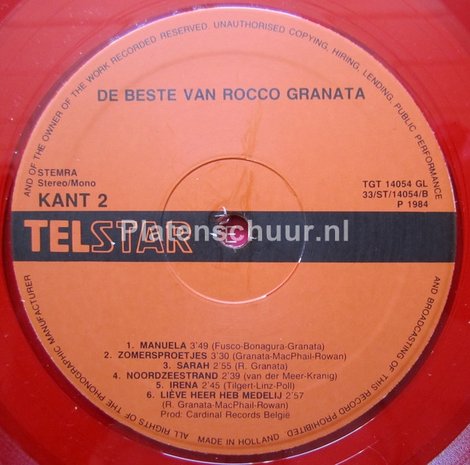 Rocco Granata - De Beste Van Rocco Granata  (LP  Rood Vinyl)