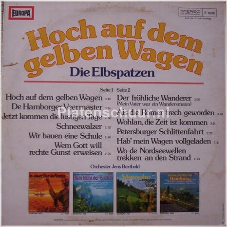 Die Elbspatzen / Orchester Jens Berthold – Hoch Auf Dem Gelben Wagen  (LP)