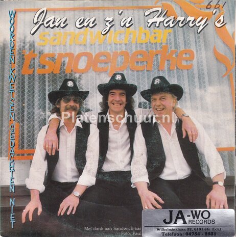 Jan en z'n Harry's - Woorden Kwetsen, Gedachten Niet / Tranen in je ogen