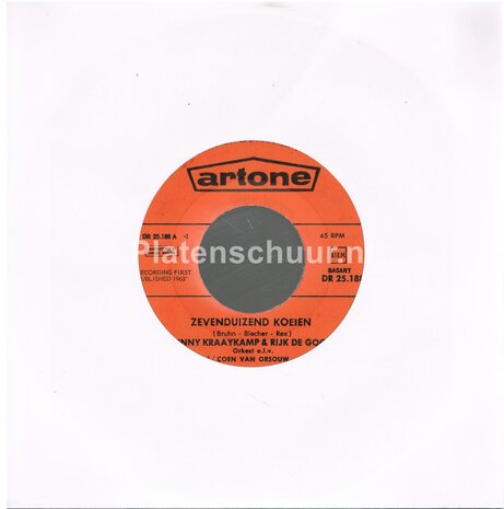 Johnny Kraaykamp & Rijk de Gooyer - Zevenduizend koeien / De skiffle-tamoure  (blanco hoes)