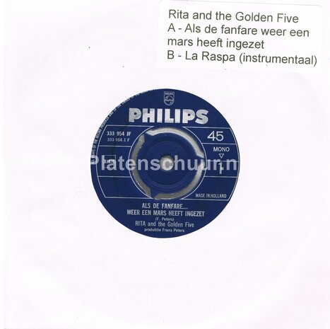 Rita and the Golden Five - Als de fanfare weer een mars heeft ingezet / La Raspa  (Blanco Hoes)