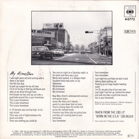 Bruce Springsteen - My Hometown / Santa Claus is comin' to Town